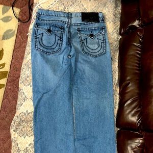 OBO True religion black thick stitched Ricky jeans W34